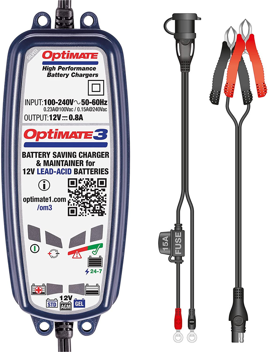OptiMate 3 12V Motorcycle Automatic Battery Charger Optimiser – RTT  Motorcycles
